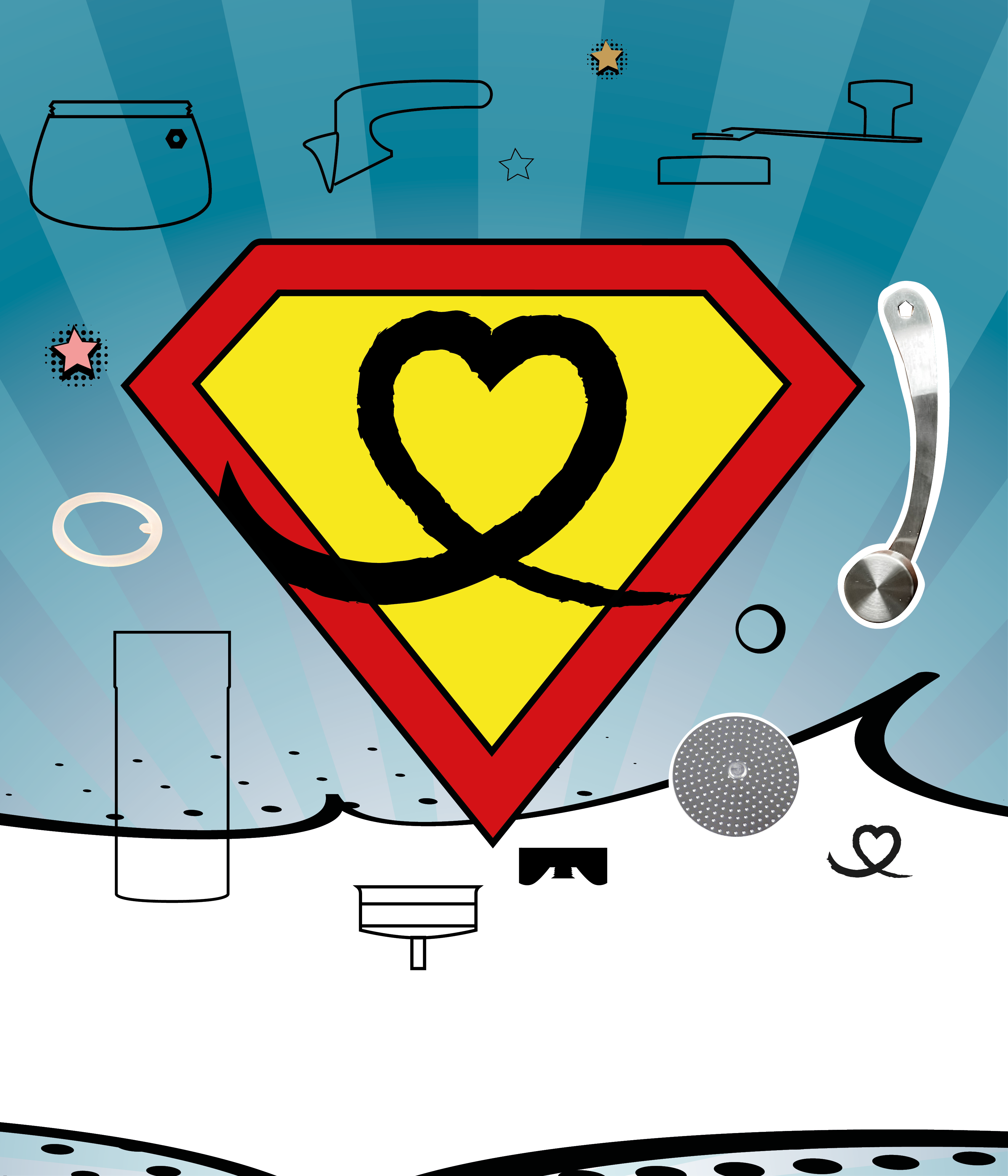 Comic-Illustration als Hinweis auf Ersatzteile von Morgenheld