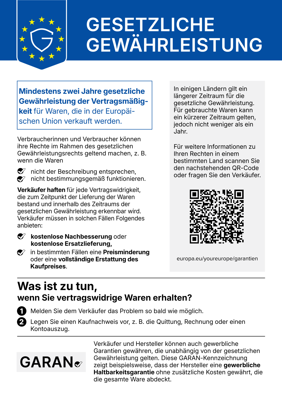 Harmonisierte Mitteilung über dein gesetzliches Gewährleistungsrecht