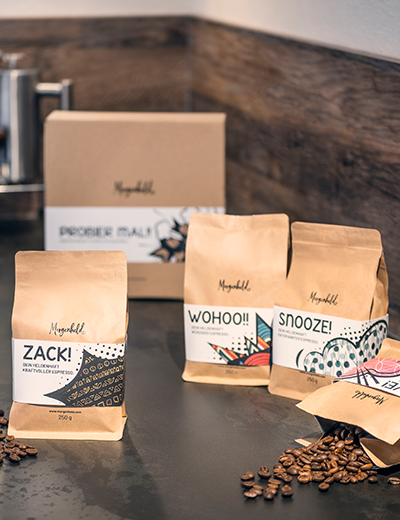 Geschenkset Kaffee „Probier mal!“ – Morgenheld Probierpaket mit 4 aromatischen Kaffees