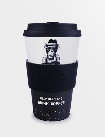 MONKEY Coffee-to-go-Becher aus Porzellan mit Deckel