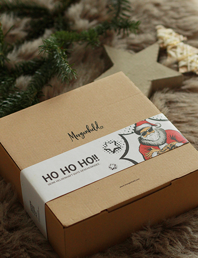 Festliches Morgenheld Kaffee‑Probierpaket mit vier Sorten als Weihnachtsgeschenk.