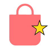 Icon pinke Einkaufstasche mit Stern für alles aus einem Shop