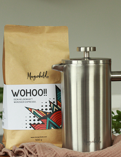 MORGENHELD French Press aus Edelstahl, 600 ml, für bis zu 3 Tassen aromatischen Kaffee“