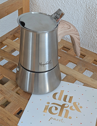 MORGENHELD Espressokocher Premium aus Edelstahl, 200 ml, geeignet für bis zu 4 Tasse