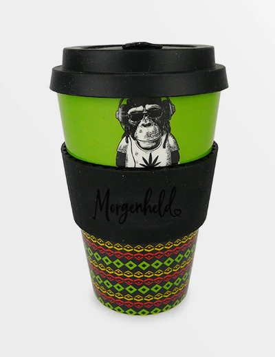 Morgenheld CHILLING JIM Porzellanbecher to go mit Silikondeckel, nachhaltiger Kaffeebecher 380 ml