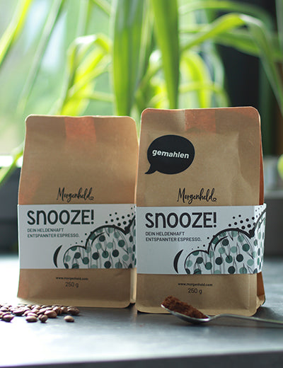 Morgenheld Snooze gemahlen undganze Bohnen in der 250g Packung