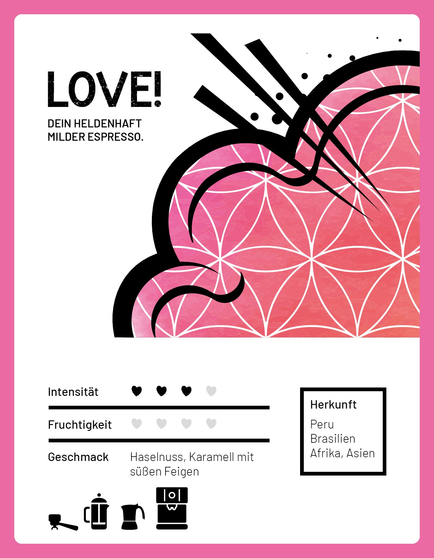 Morgenheld Espressospezifikation der Sorte LOVE