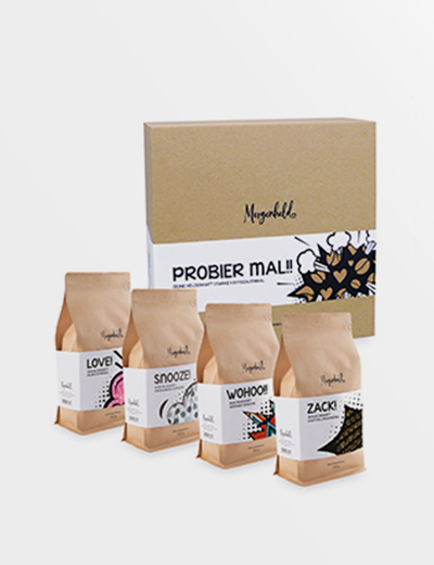 Morgenheld Geschenkset „Probier mal!“ – 4 Kaffees à 250g Packungen im Set