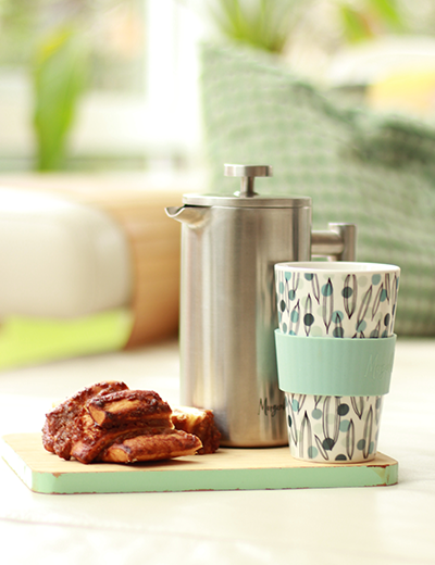 French Press aus Edelstahl von Morgenheld  – stilvolle Stempelkanne für aromatischen Kaffeegenuss perfekte Kombination zu dem Morgenheld to Go Becher Dotty 