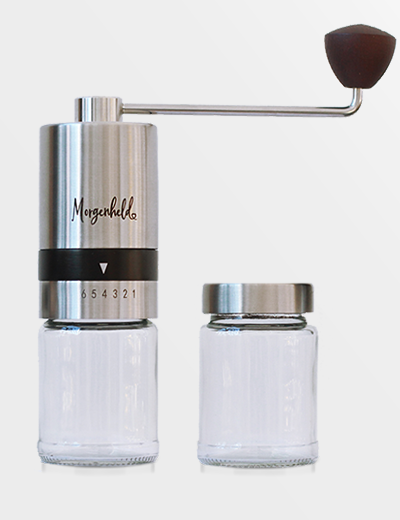 praktische Morgenheld Handkaffeemühle mit hochwertigem Edelstahlmahlwerk