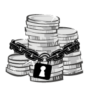 Icon sichere Zahlung: Schloss mit Geld